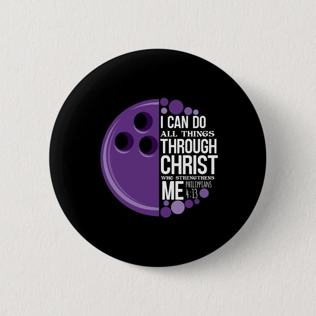 Christian Bowling Funny Personalized Team Gift For Button (Front)