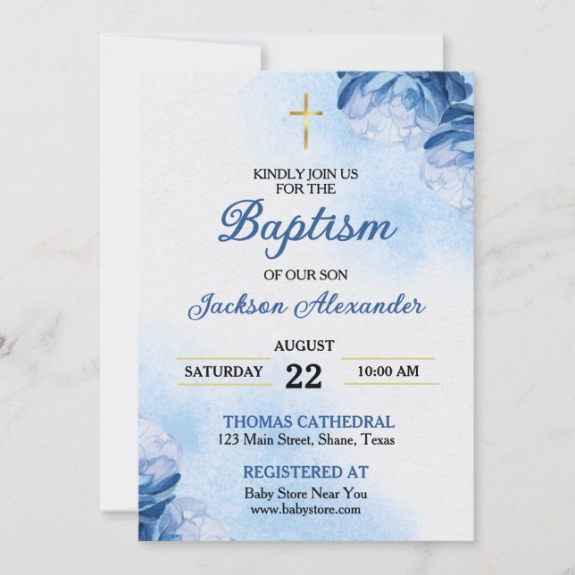 Christian Boy Baptism Invitation (Front)