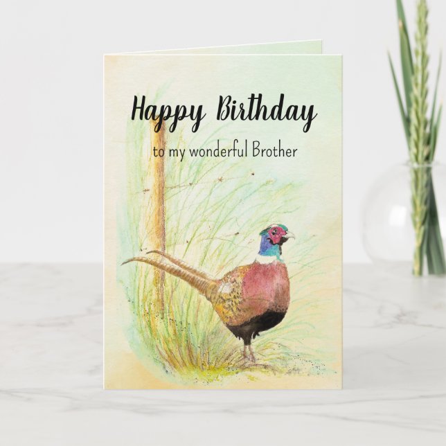 Christian  Brother Birthday Pheasant Gamebird Holiday Card (Front)