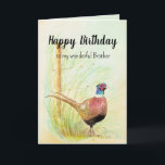 Christian  Brother Birthday Pheasant Gamebird Holiday Card<br><div class="desc">Christian Prayer for Friend Birthday,  Brother with a beautiful original Watercolor Pheasant Gamebird for those who love wildlife,  nature and birds</div>