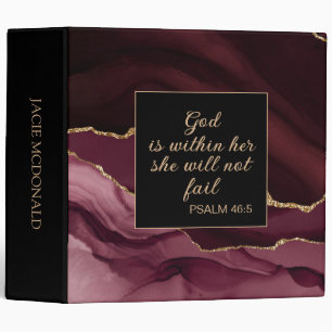 Christian Burgundy Black Gold Marble 3 Ring Binder