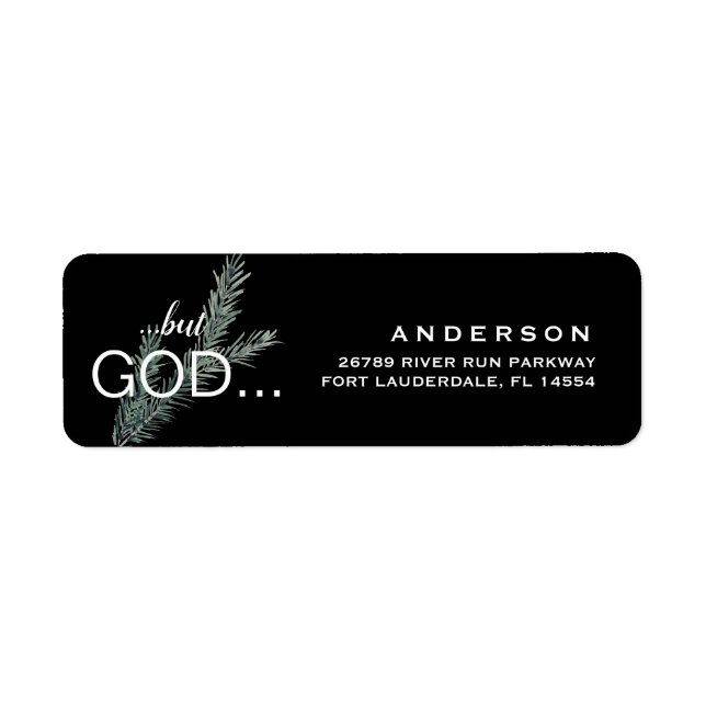 Christian "...but GOD..." Christmas Black Address Label (Front)