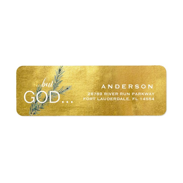 Christian "...but GOD..." Christmas Metallic Gold  Label (Front)