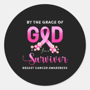 Christian By Grace Of God Survivor Breast Cancer A Classic Round Sticker