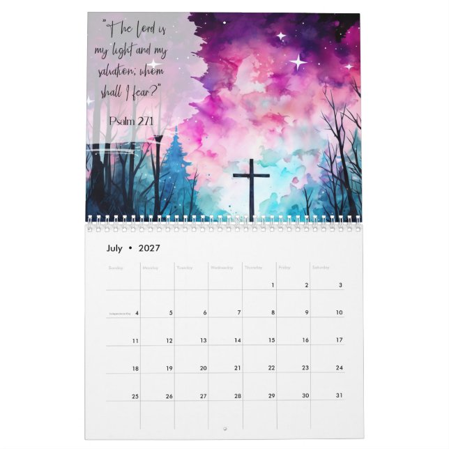 Christian Calendar Bible Scripture for Christians  (Jul 2027)