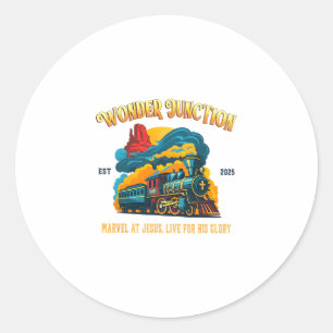 Christian Camp Vbs 2025 Wonder His Glory Junction  Classic Round Sticker