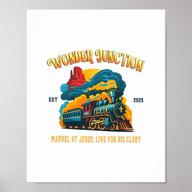 Christian Camp Vbs 2025 Wonder His Glory Junction  Poster (Front)