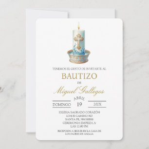 Christian Candle Spanish baptism Invitation
