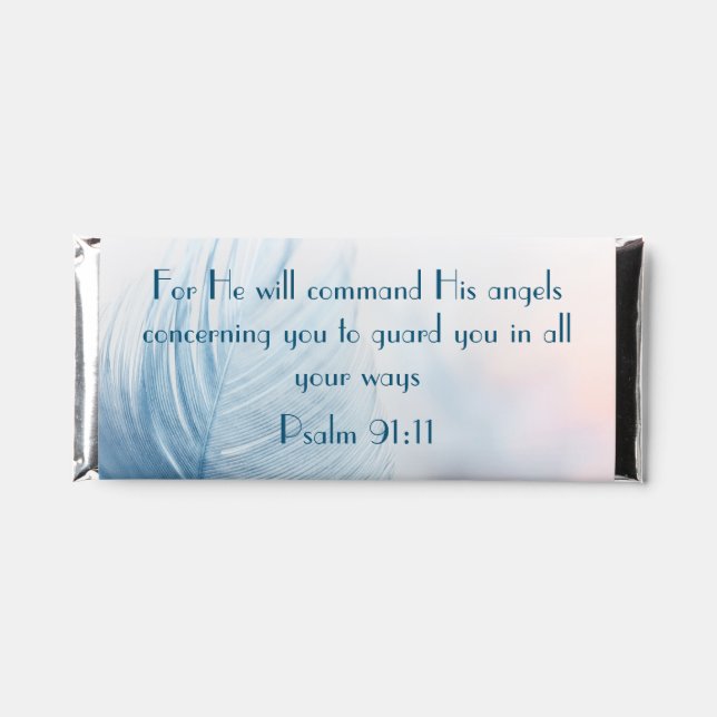 Christian Candy with Bible Verse Psalm 91:11 Hershey Bar Favors (Front)