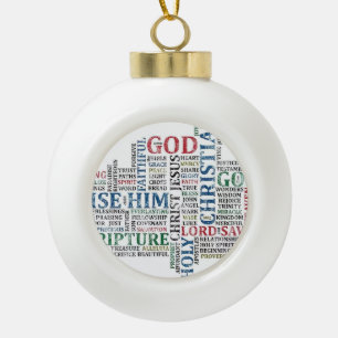 Christian/Catholic Christmas Tree Ceramic Ball Christmas Ornament