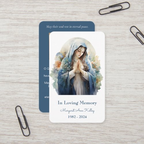 Christian Catholic Holy Mary Prayer Card