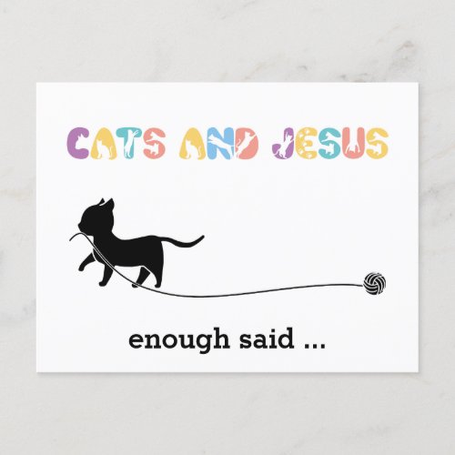Christian Cats and Jesus  Enough Said Postcard
