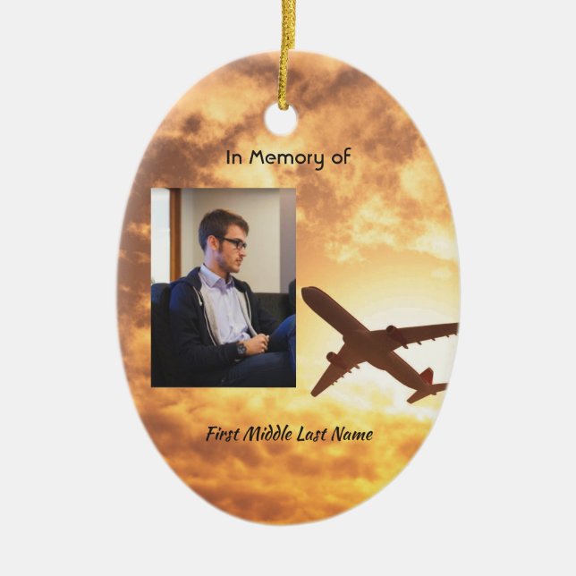 Christian Celebration Life Keepsake Airplane Pilot Ceramic Ornament (Front)