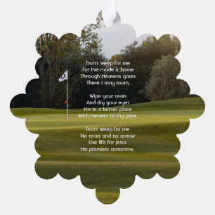 Christian Celebration Life Keepsake Golf Golfing Ornament Card