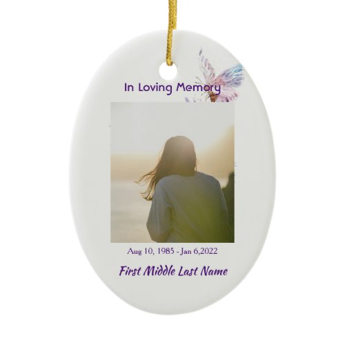 Christian Celebration Life Remembrance Butterfly Ceramic Ornament