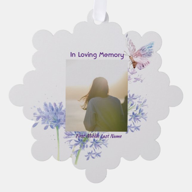 Christian Celebration of Life  Butterfly Ornament Card (Front)