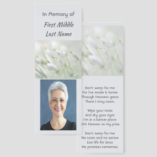Christian Celebration of Life Snowdrop Flowers Bookmarks