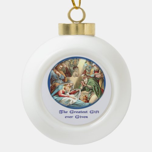 Christian Ceramic Ball Christmas Ornament