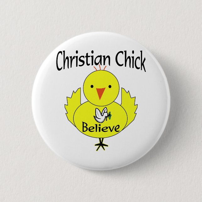 Christian chick pinback button (Front)
