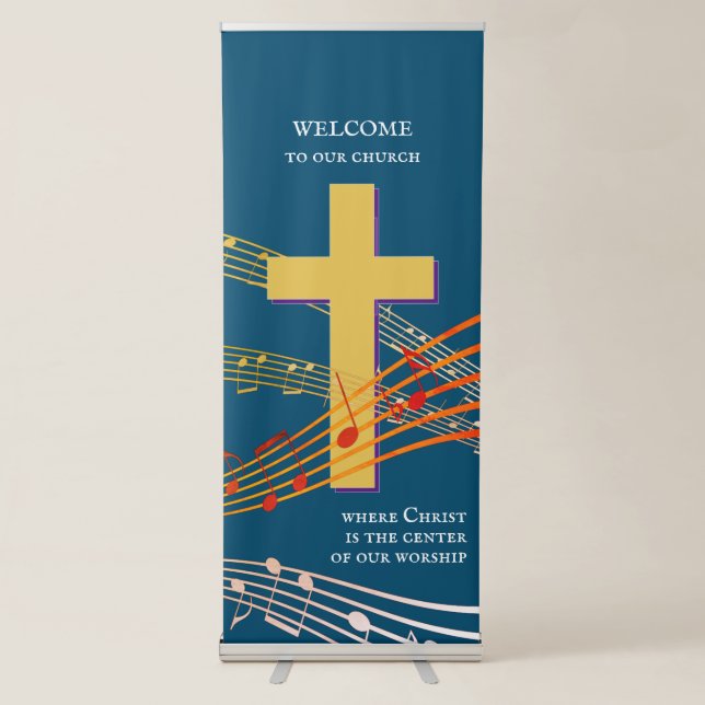 Christian Christ The Center WELCOME Retractable Banner (Front)