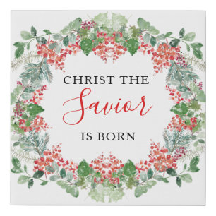 Christian Christ the Savior is Born Christmas Faux Canvas Print