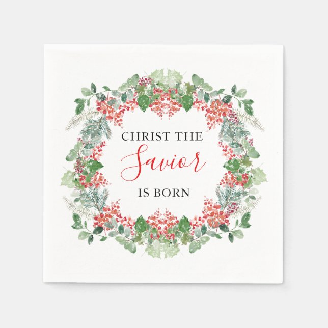 Christian Christ the Savior is Born Christmas Napkins (Front)