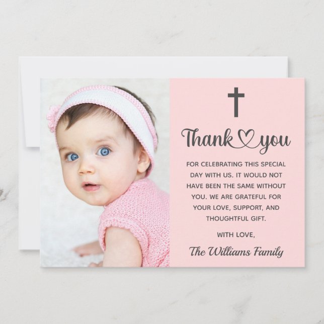 Christian Christening Baptism Communion Religious Thank You Card (Front)
