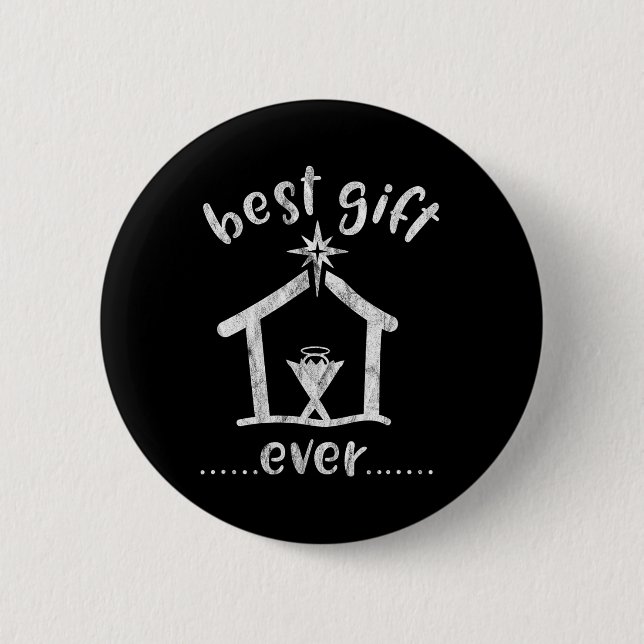 Christian Christmas  Best Gift Ever Jesus Story  Button (Front)