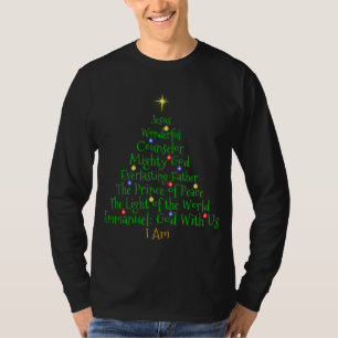 Christian Christmas Bible Names of Jesus Tree Shap T-Shirt