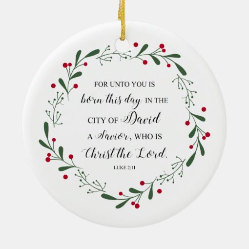 Christian Christmas Bible Verse Jesus Savior Luke Ceramic Ornament | Zazzle