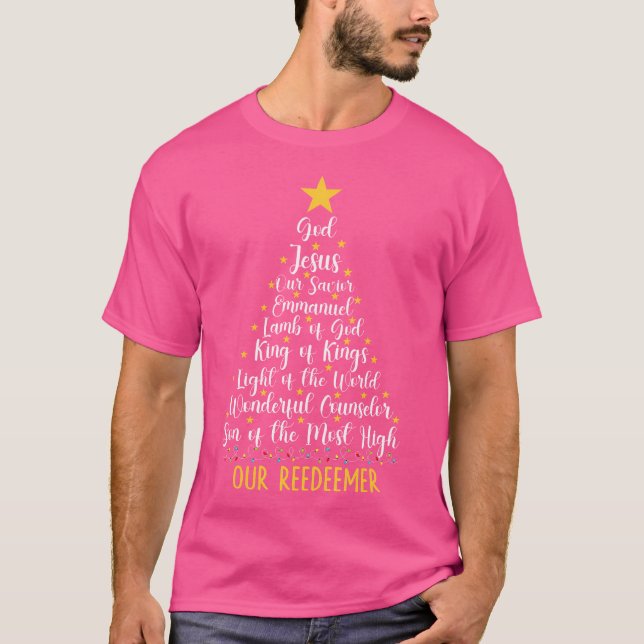 Christian Christmas Bible Verse Names Of Jesus Tre T-Shirt (Front)