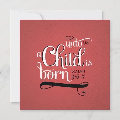 Christian Christmas card a child is born scripture