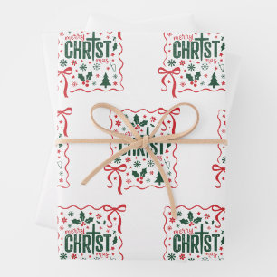 Christian Christmas Cross Sign Jesus Christ Faith Wrapping Paper Sheets
