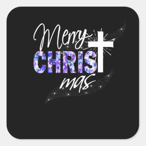 Christian Christmas Gift Merry Christmas With Square Sticker