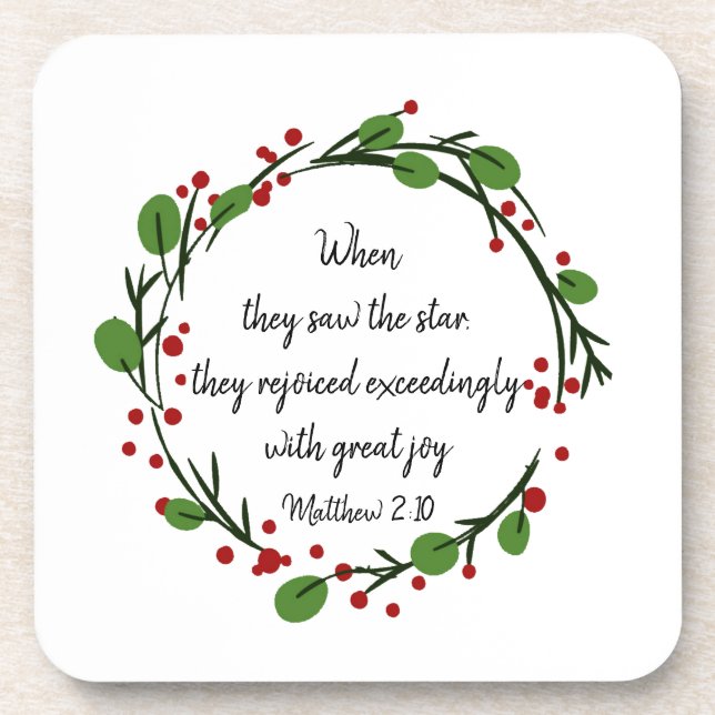 Christian Christmas Inspirational  Scripture Beverage Coaster (Front)