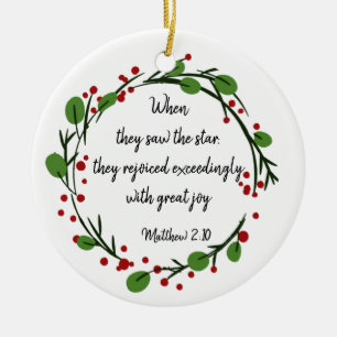 Christian Christmas Inspirational Scripture Ceramic Ornament