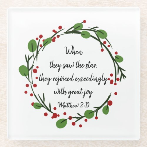 Christian Christmas Inspirational  Scripture Glass Coaster