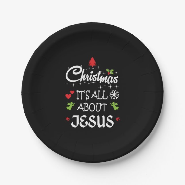 Christian Christmas - It's All About Jesus T-Shirt Paper Plates (Front)