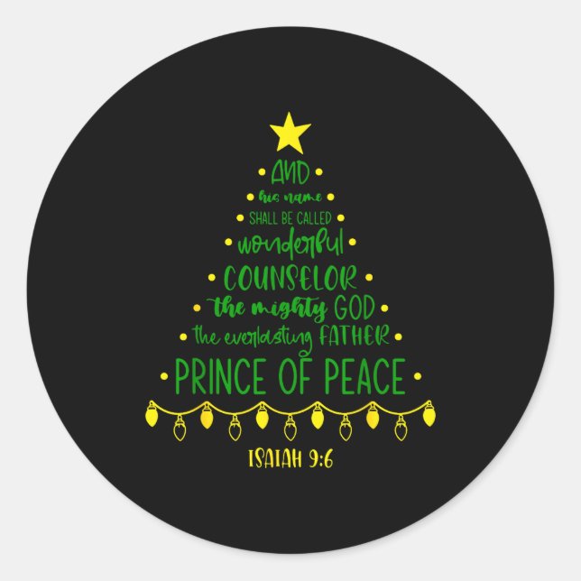 Christian Christmas Jesus Bible Names Xmas Tree Sh Classic Round Sticker (Front)