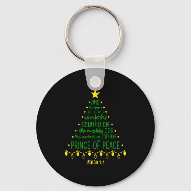 Christian Christmas Jesus Bible Names Xmas Tree Sh Keychain (Front)
