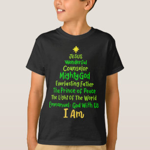 Christian Christmas Jesus Bible Names Xmas Tree Sh T-Shirt
