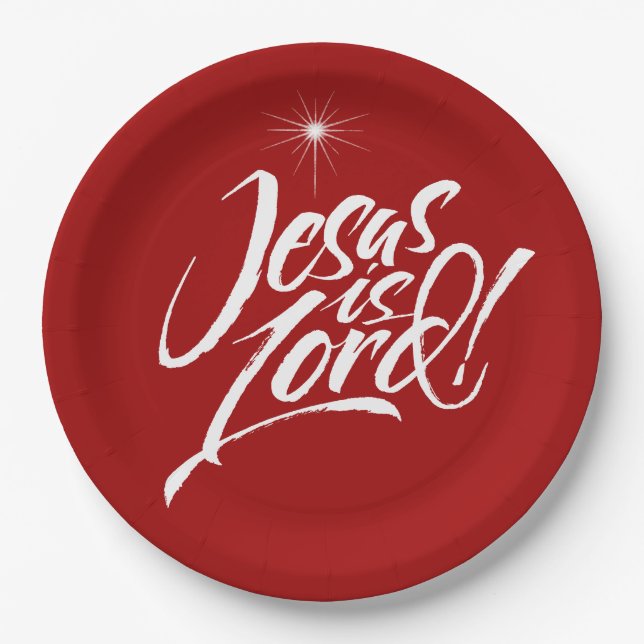 Christian Christmas Jesus is Lord Religious Christ Paper Plates (Front)