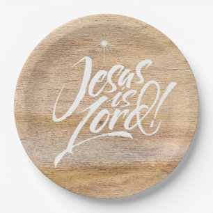 Christian Christmas Jesus is Lord Religious Wooden Paper Plates