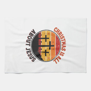 Christian Christmas Jesus Sunset Cross T-Shirt Des Kitchen Towel