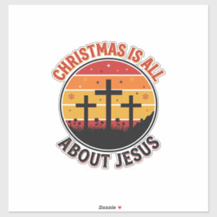 Christian Christmas Jesus Sunset Cross T-Shirt Des Sticker