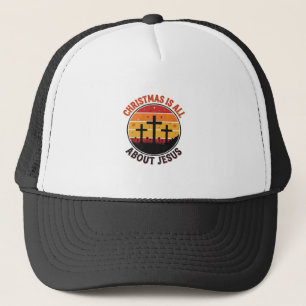 Christian Christmas Jesus Sunset Cross T-Shirt Des Trucker Hat