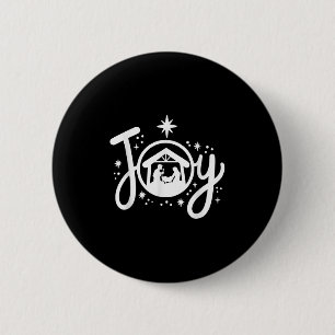 Christian Christmas Joy Jesus Nativity Scene Faith Button
