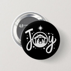 Christian Christmas Joy Jesus Nativity Scene Faith Button