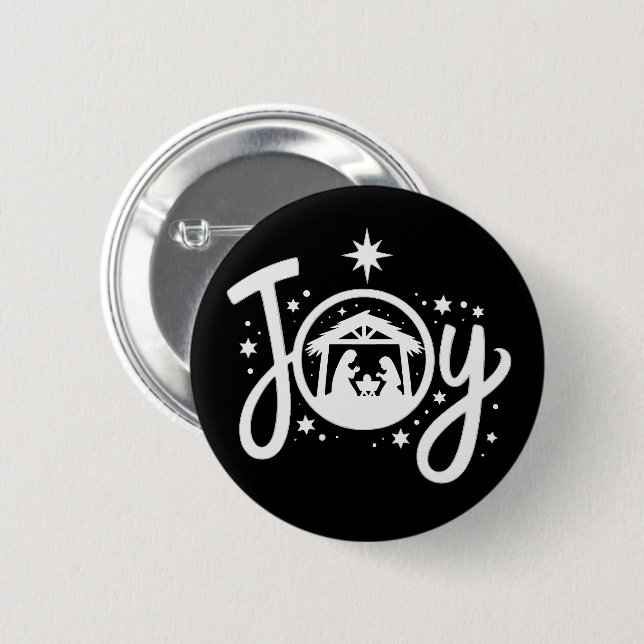 Christian Christmas Joy Jesus Nativity Scene Faith Button (Front & Back)