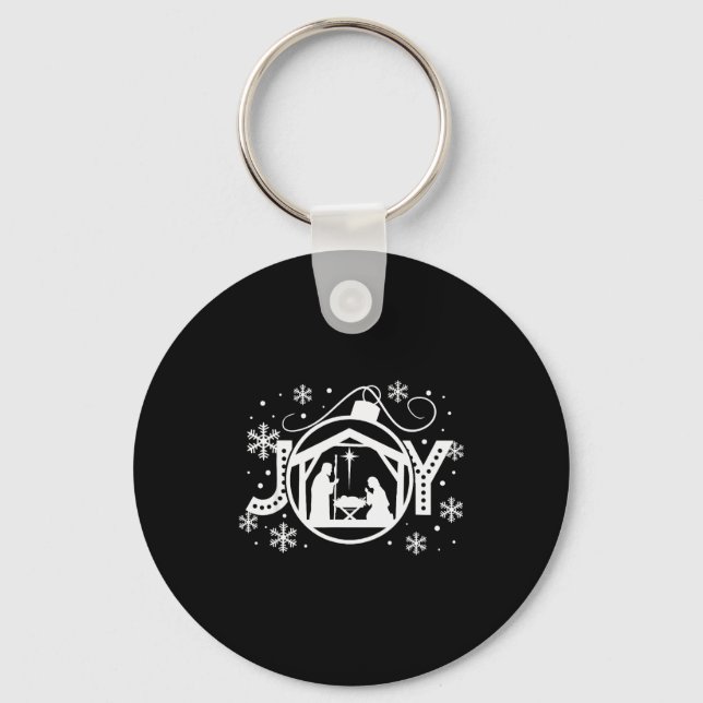 Christian Christmas Joy Jesus Nativity Scene Faith Keychain (Front)